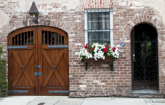 Framed Print : Charleston, South Carolina, USA. Spring flowers bloom in a window box on the face
