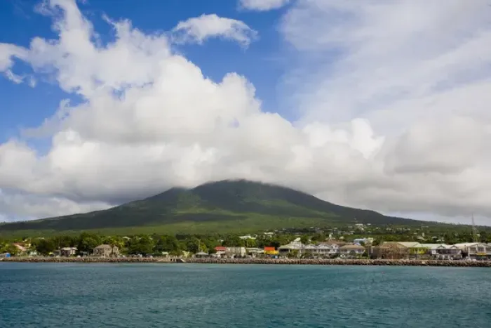 Framed Print : Charlestown with Nevis Peak - 3, 212 feet Framed Print : Charlestown with Nevis Peak - 3, 212 feet