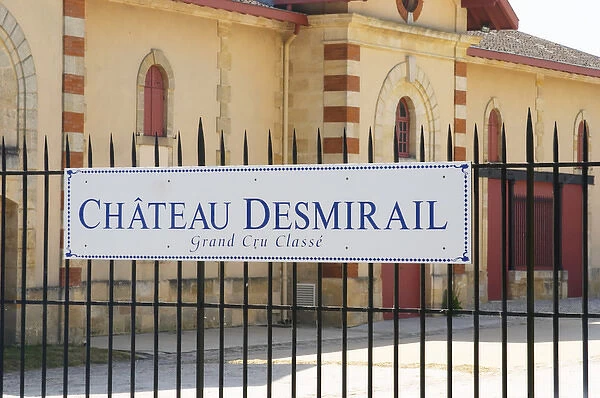 Chateau Desmirail, 3e third Cru Classe in Margaux, Medoc, Bordeaux, winery building sign