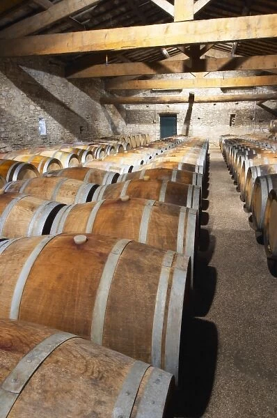 Chateau de Lascaux, Vacquieres village. Pic St Loup. Languedoc. Barrel cellar. France