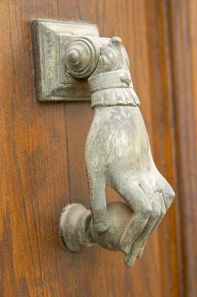 Chateau Mansenoble. In Moux. Les Corbieres. Languedoc. A door. A knocker. France. Europe