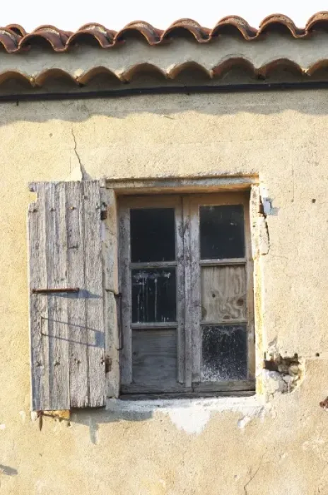 Framed Print : Chateau Mire l Etang. An old window with wooden shutter. La Clape. Languedoc Framed Print : Chateau Mire l Etang. An old window with wooden shutter. La Clape. Languedoc