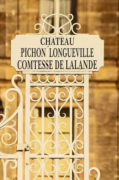 The Chateau Pichon Longueville comtesse de lalande, Pauillac, Bordeaux - a sign at