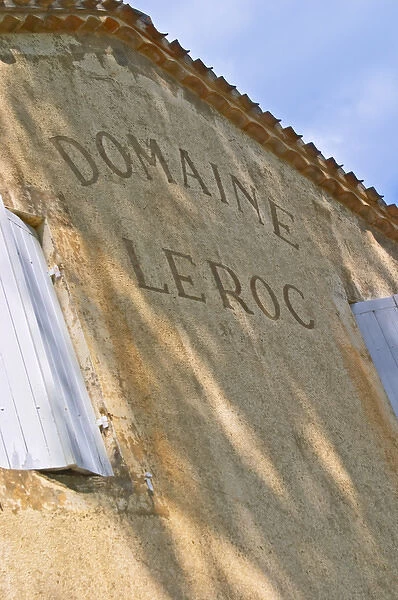 The Chateau Roc de Cambes with an inscription on the wall saying Domaine Le Roc