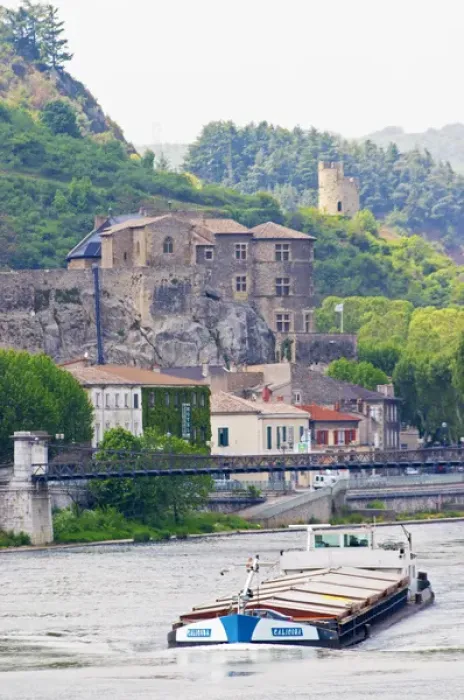 Framed Print : The Chateau de Tournon in the town Tournon and in the background a twoer in ruins Framed Print : The Chateau de Tournon in the town Tournon and in the background a twoer in ruins
