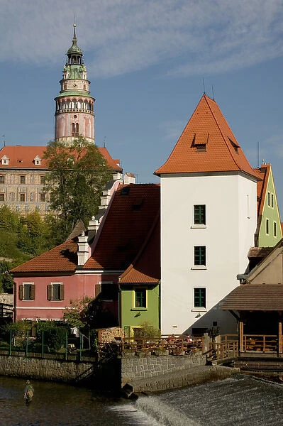 Chateau tower, Vltava River, Cesky Krumlov, Bohemia, Czeck Republic