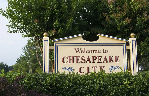 Chesapeake City Maryland sign for the town at the river shore