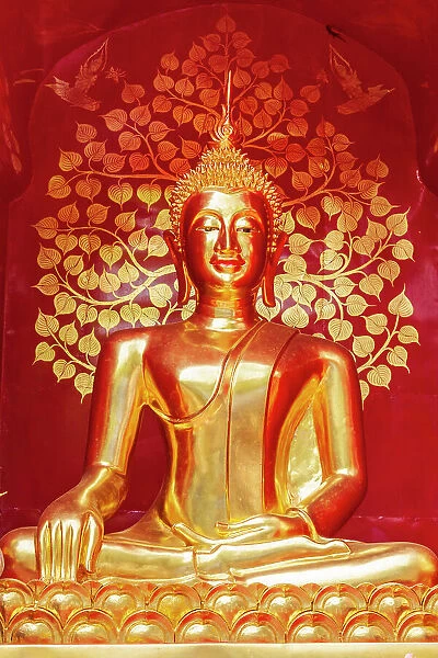 Chiang Mai, Thailand. Wat Phan On. Buddha statue within chedi