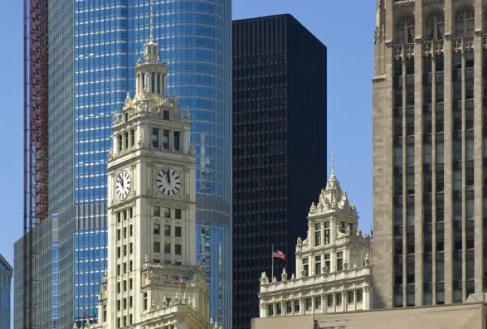 Framed Print : Chicago, Wrigley Building with Trump Hotel & Tower, IBM Building and Tribune Tower Framed Print : Chicago, Wrigley Building with Trump Hotel & Tower, IBM Building and Tribune Tower
