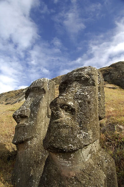 Chile, Easter Island (aka Rapa Nui). Rano Raraku, the main rock quarry for the great
