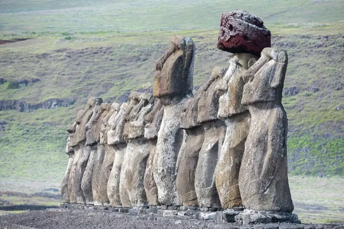 Framed Print : Chile, Easter Island, aka Rapa Nui. Tongariki, with 15 traditional moai statues. UNESCO World Heritage Site