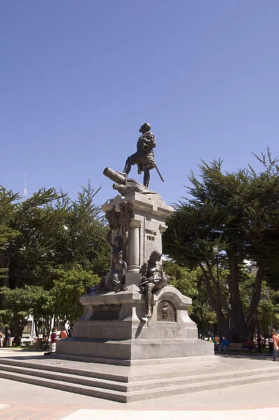 Chile, Patagonia, Punta Arenas, Main Square, Magellan statue