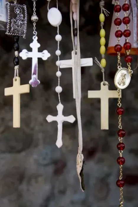 Framed Print : Chimayo, New Mexico, United States. Hanging crosses and rosaries Framed Print : Chimayo, New Mexico, United States. Hanging crosses and rosaries