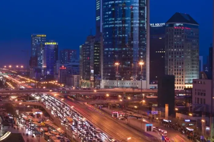 Framed Print : China, Beijing, Chaoyang District. View of Jianguomenwai Dajie and Office Buildings Framed Print : China, Beijing, Chaoyang District. View of Jianguomenwai Dajie and Office Buildings