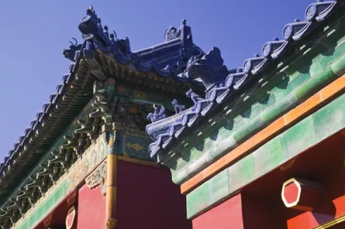 Framed Print : China, Beijing, Chongwen District. Temple of Heaven Park-Gate Detail