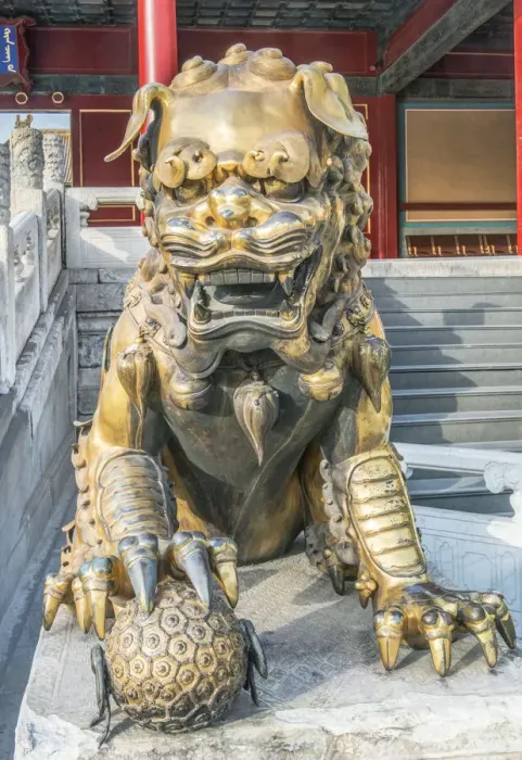 Framed Print : China, Beijing. Forbidden Citys lion guardian Framed Print : China, Beijing. Forbidden Citys lion guardian
