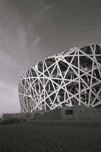 China, Beijing. National Stadium, Venue for the 2008 Summer Olympics  /  Morning