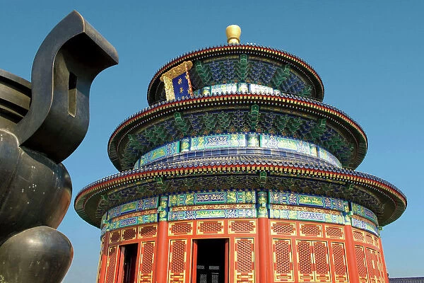 China, Beijing, Temple of Heaven, Chinese Urn in the foreground