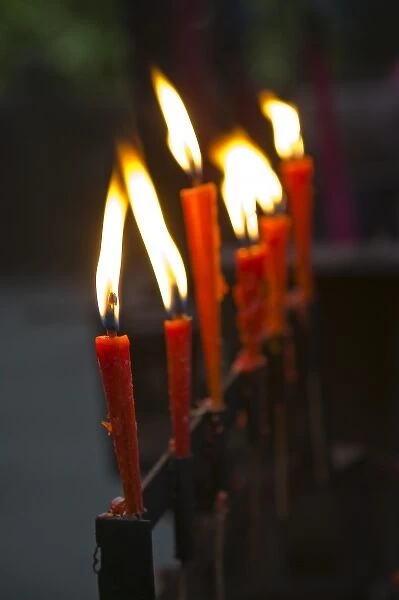 CHINA, Chongqing Province, Fengdu. Fengdu Ghost City  /  Mingshan- Temple Candles