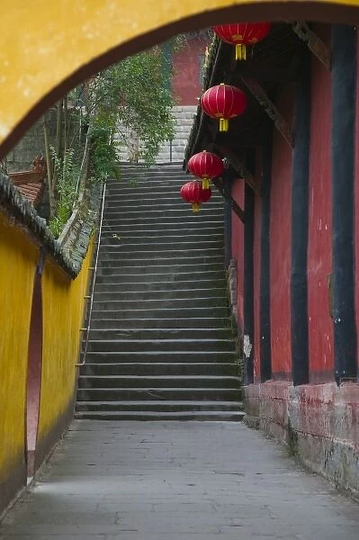 CHINA, Chongqing Province, Fengdu. Fengdu Ghost City  /  Mingshan- Temple Detail