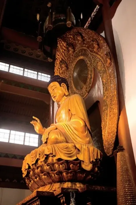 Framed Print : China, Hangzhou, Lingyin Buddhist Temple, Giant golden statue of Buddha