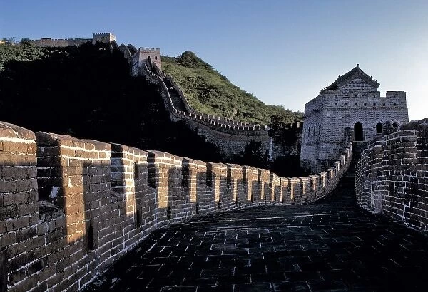China, Hebei Province, Badaling, The Great Wall. Towers divide portions of the Great Wall