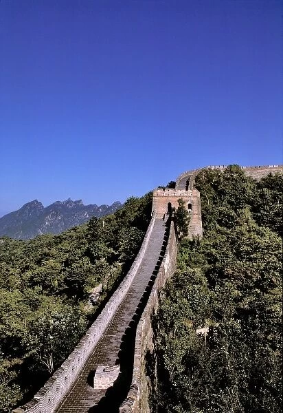 China, Hebei Province, Badaling, The Great Wall. The pitch of the Great Wall of China