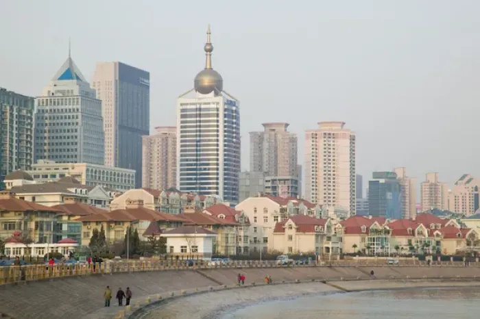 Framed Print : CHINA, Shandong Province, Qingdao. Qingdao New Town- New Town view from the Qingdao Framed Print : CHINA, Shandong Province, Qingdao. Qingdao New Town- New Town view from the Qingdao