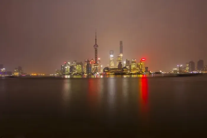 Framed Print : China, Shanghai. Downtown buildings at night Framed Print : China, Shanghai. Downtown buildings at night