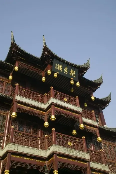 Framed Print : CHINA, Shanghai. Old Town-Yuyuan Gardens and Bazaar- Temple Detail