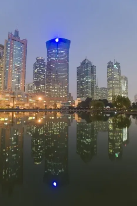 Framed Print : China, Shanghai. Skyline at night Framed Print : China, Shanghai. Skyline at night
