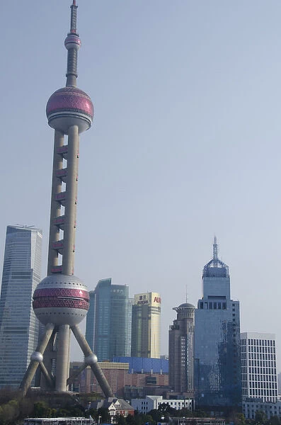 China, Shanghai. View from The Bund of the modern Pudong area (aka New District)