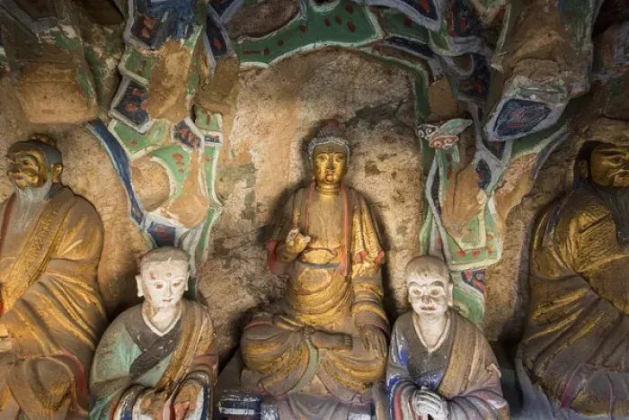 Framed Print : China, Shanxi Province, Ancient Buddha sculpture inside Hanging Palace (Xuankong Framed Print : China, Shanxi Province, Ancient Buddha sculpture inside Hanging Palace (Xuankong