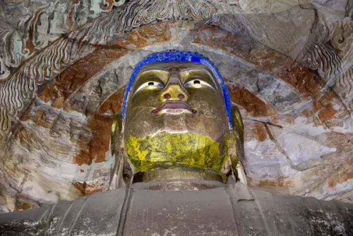 Framed Print : China, Shanxi Province, Datong, Ancient Buddhist sculptures within Cave 5 inside Framed Print : China, Shanxi Province, Datong, Ancient Buddhist sculptures within Cave 5 inside
