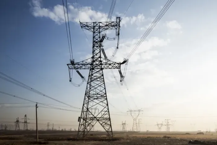 Framed Print : China, Shanxi Province, Datong, High Tension Power Pylons and electrical lines leading Framed Print : China, Shanxi Province, Datong, High Tension Power Pylons and electrical lines leading