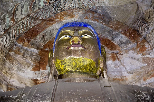 China, Shanxi Province, Datong, Ancient Buddhist sculptures within Cave 5 inside