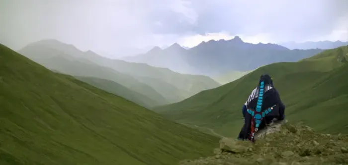 Framed Print : China, Tibet, Tibetan woman with the Himalayas Framed Print : China, Tibet, Tibetan woman with the Himalayas