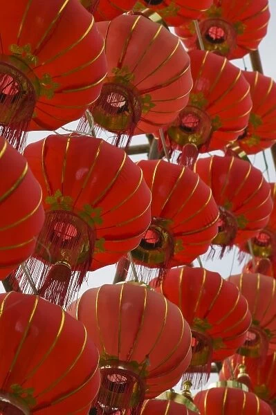CHINA, Yunnan Province, Dali. Dali Old Town- Red Lanterns on Boai Lu