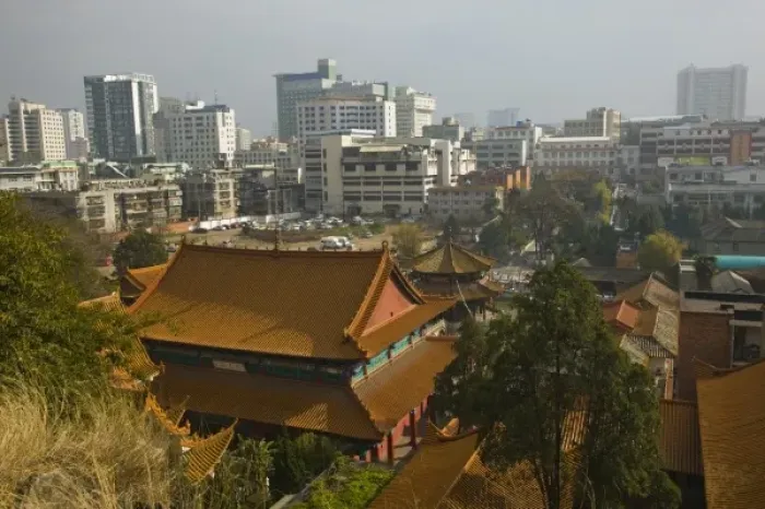 Framed Print : CHINA, Yunnan Province, Kunming. High Angle View of Yuantong Temple, the largest temple in Kunming Framed Print : CHINA, Yunnan Province, Kunming. High Angle View of Yuantong Temple, the largest temple in Kunming