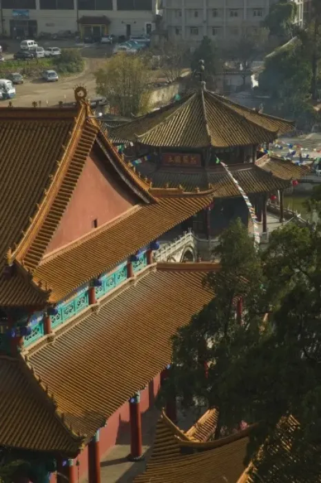 Framed Print : CHINA, Yunnan Province, Kunming. High Angle View of Yuantong Temple, the largest temple in Kunming