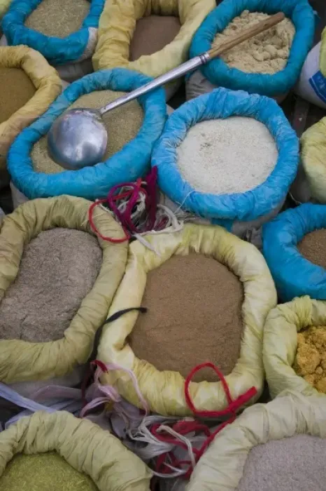 Framed Print : CHINA, Yunnan Province, Xizhou. Xizhou town market- grains for sale Framed Print : CHINA, Yunnan Province, Xizhou. Xizhou town market- grains for sale