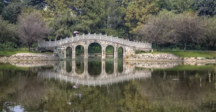 Framed Print : Chinese Bridge over Green Lake in Kunming, China Framed Print : Chinese Bridge over Green Lake in Kunming, China
