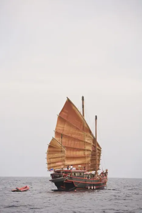 Framed Print : Chinese Junk style sailing boat, Similan Islands, Marine National Park near Phuket, Thailand, S