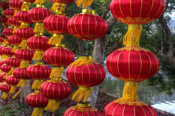 Framed Print : Chinese Lanterns along the walkway Greenlake, Kunming China Framed Print : Chinese Lanterns along the walkway Greenlake, Kunming China