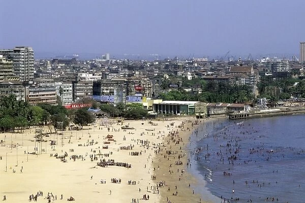 Chowpatty Beach and the city of Mumbai Bombay, India