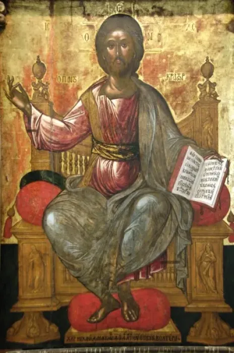 Framed Print : Christ in Majesty. Second half of the 16th century. Wooden iconostasis of the church of St Framed Print : Christ in Majesty. Second half of the 16th century. Wooden iconostasis of the church of St