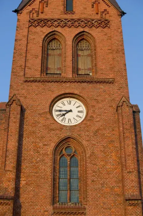 Framed Print : church clock tower, warnemunde Framed Print : church clock tower, warnemunde