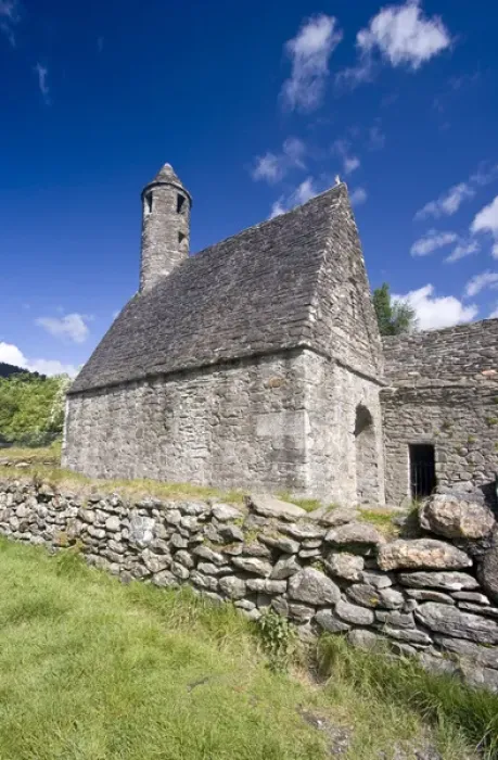 Framed Print : Church, Glendalough, ancient monastic site, County Wicklow, Ireland, historic, stonework