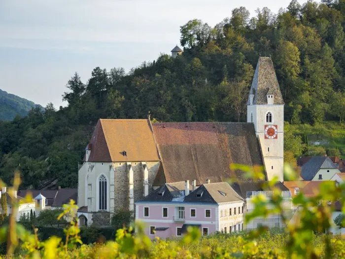 Framed Print : Church Heiliger Mauritius (Saint Maurice). Historic village Spitz located in wine-growing Framed Print : Church Heiliger Mauritius (Saint Maurice). Historic village Spitz located in wine-growing