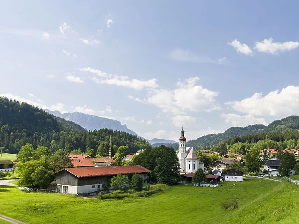 Church Sankt Michael. Village Sachrang in the Chiemgau in the Bavarian alps
